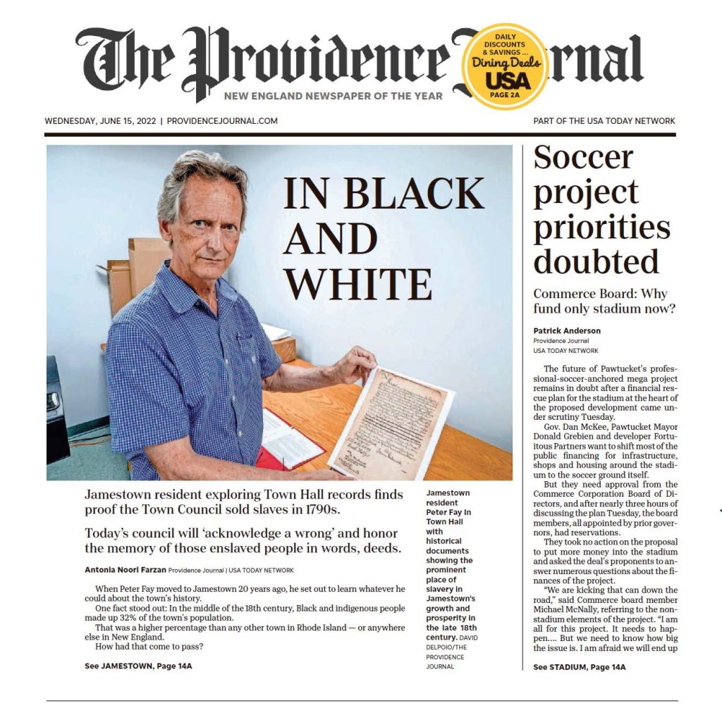 Jamestown resident exploring Town Hall records finds proof the Town Council sold slaves in 1790s