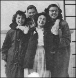 Judy Garlick, far left, and friends on the Ferry