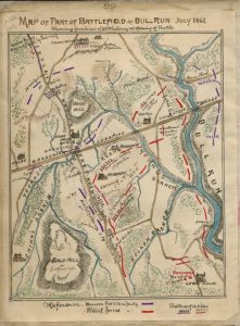 Map of the First Battle of Bull Run. F Company was stationed on Buck Hill (upper left). Courtesy of the Library of Congress, Geography and Map Division_