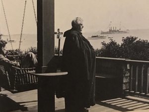 Clemence Benois Faris on his porch