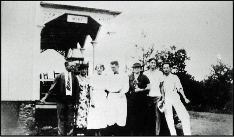 Sunday Visitors in front of Andrews Cottage